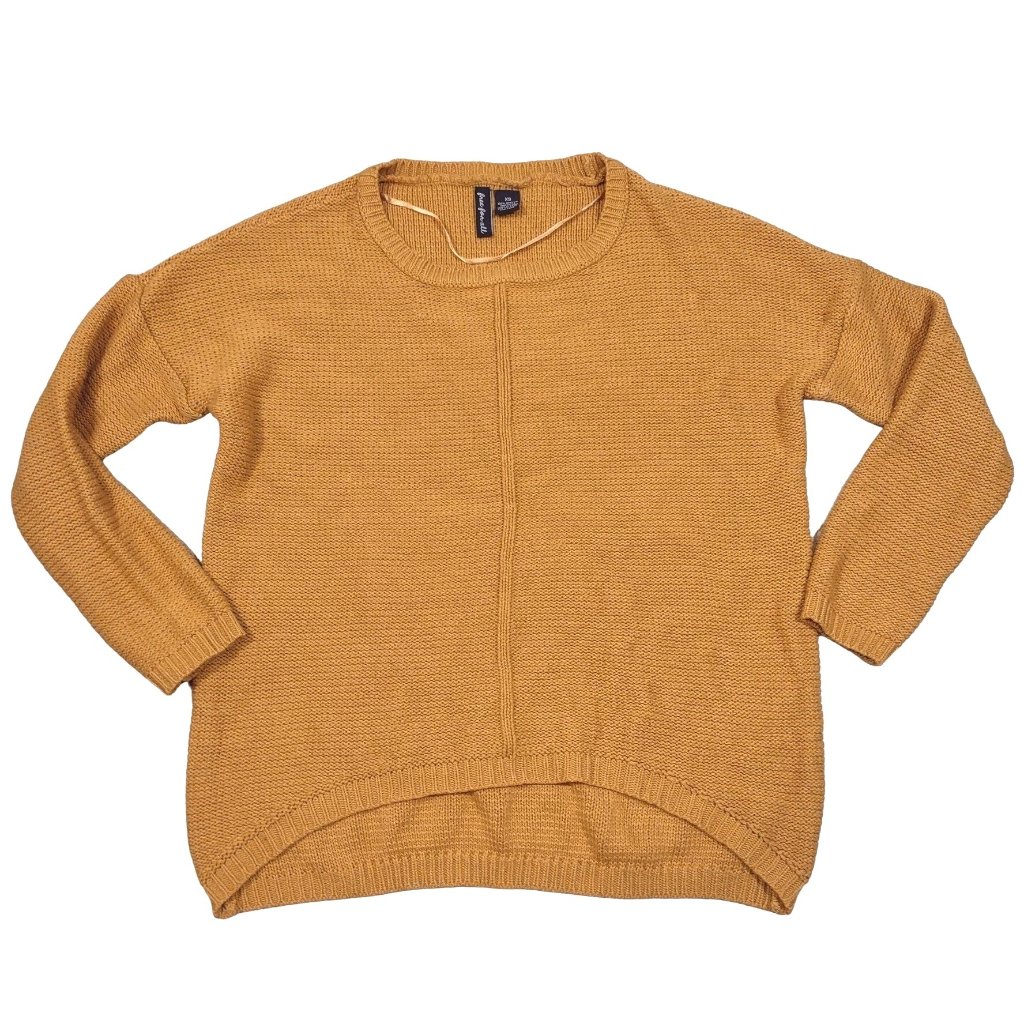 Free For All Sweater Mustard Yellow Drop Shoulder Medium Knit Fall Womens Xs